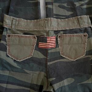 Kids Y2K Riley Camo Military American Flag Patch Sweat Pants